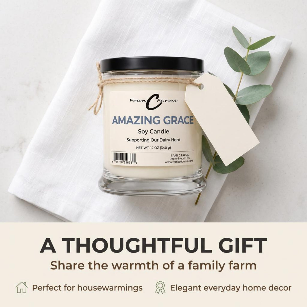 Amazing Grace Soy Candle - 12 oz. Status Jar