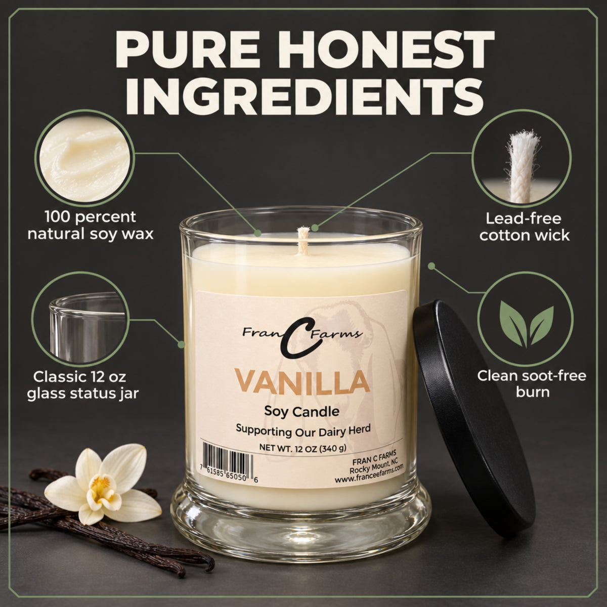 Vanilla Soy Candle - 12 oz. Status Jar