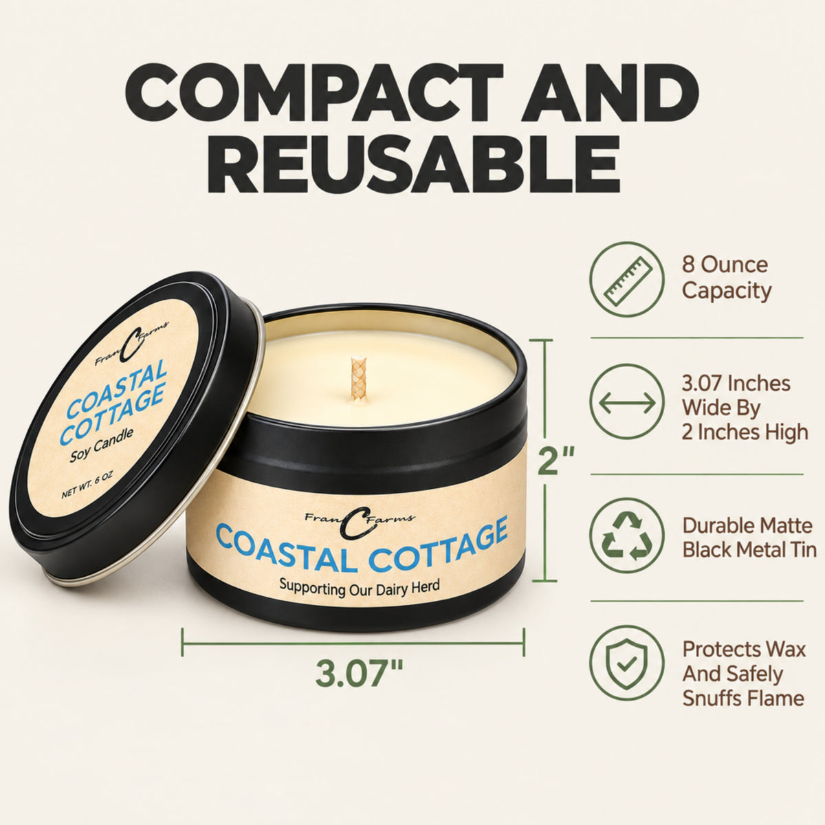 Coastal Cottage Soy Candle - 8 oz. Tin