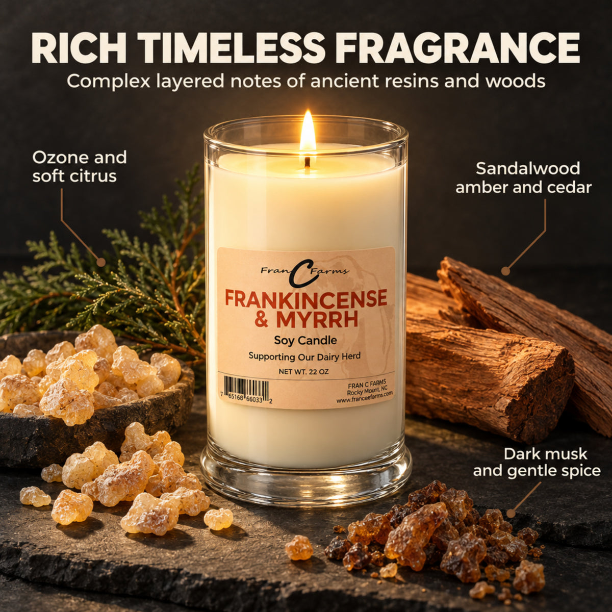 Frankinscense & Myrrh Soy Candle - 22 oz. Status Jar