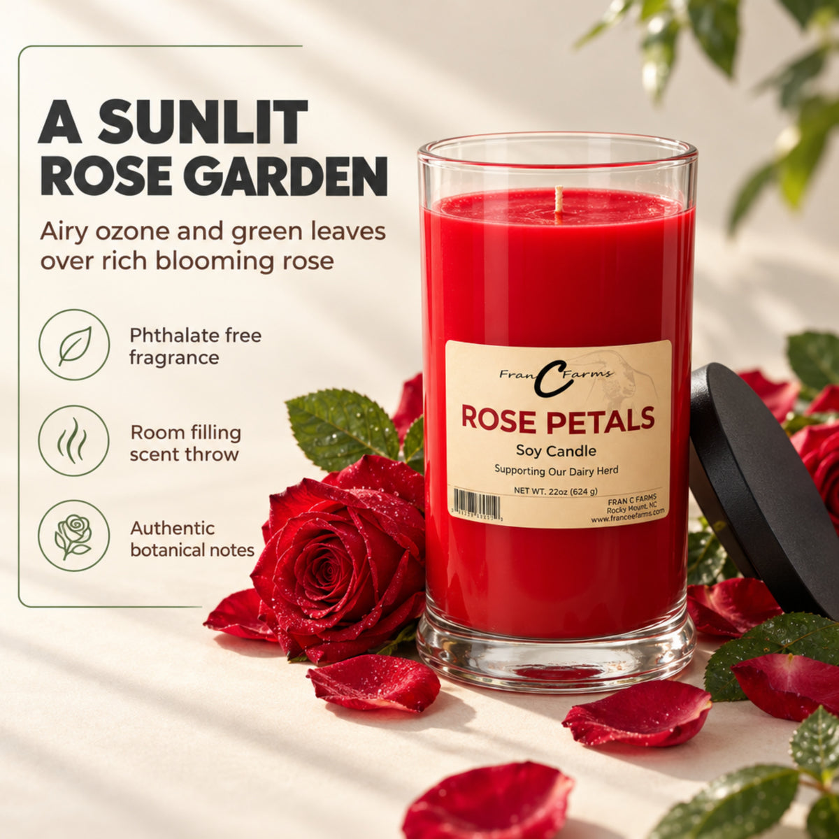 Rose Petal Soy Candle - 22 oz. Status Jar
