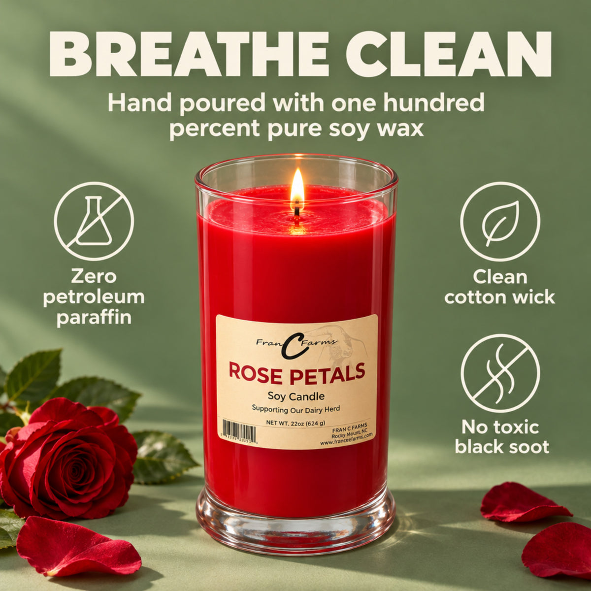 Rose Petal Soy Candle - 22 oz. Status Jar