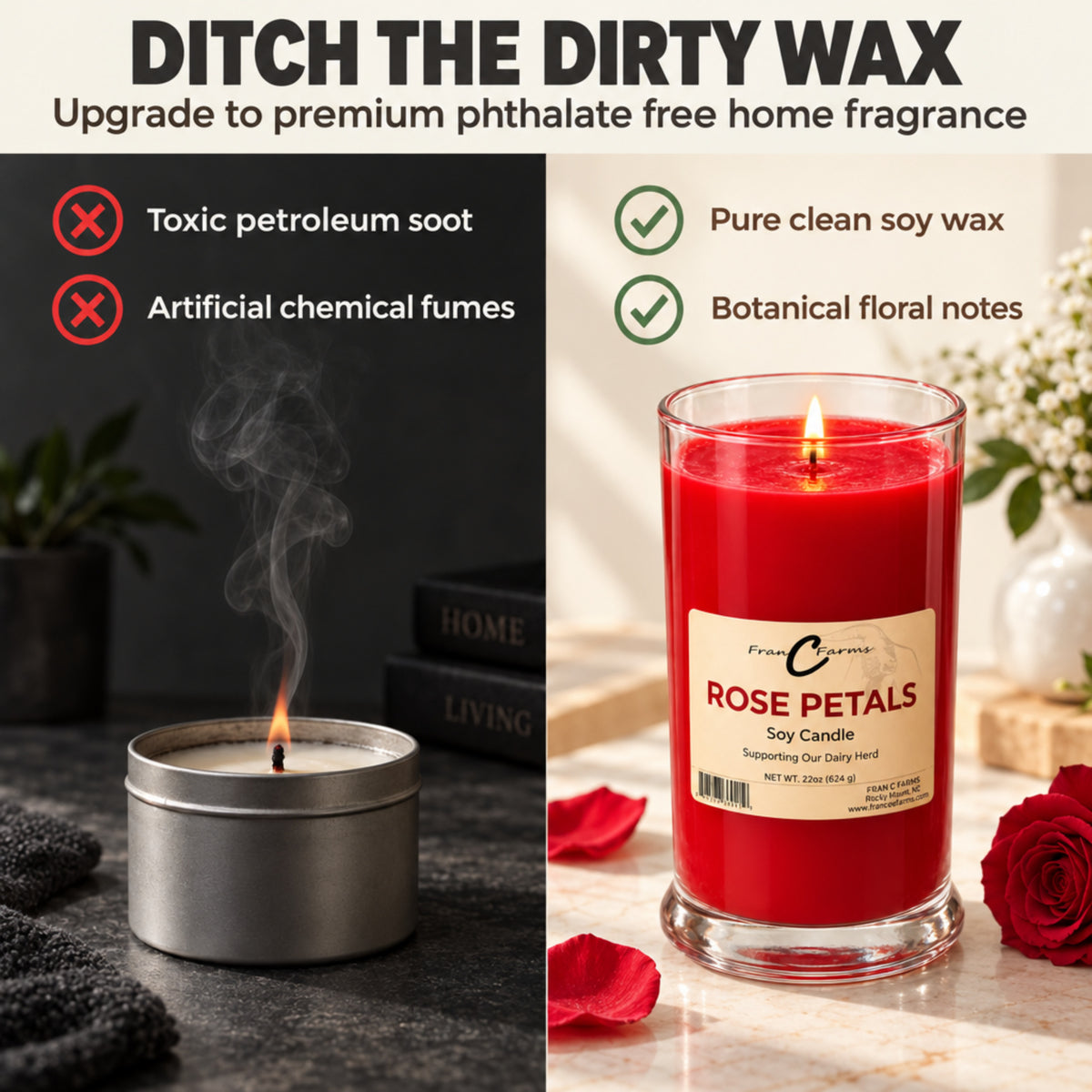 Rose Petal Soy Candle - 22 oz. Status Jar