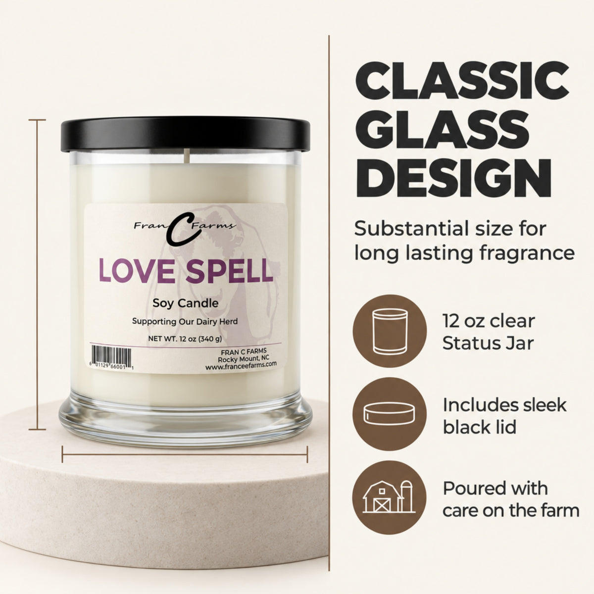 Love Spell Soy Candle - 12 oz. Status Jar