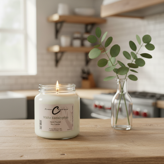 White Eucalyptus Soy Candle - 18 oz. Apothecary Jar