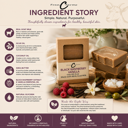 Black Raspberry Vanilla Goat Milk Soap - Made From REAL Goat Milk