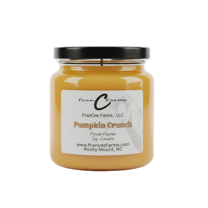 Pumpkin Crunch Soy Candle - 18 oz. Apothecary Jar with delicious autumn scent notes.