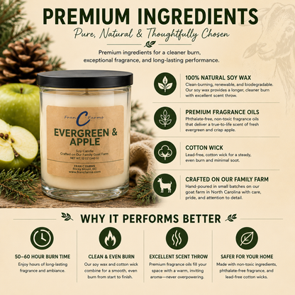 Evergreen & Apple Soy Candle – 12 oz Status Jar