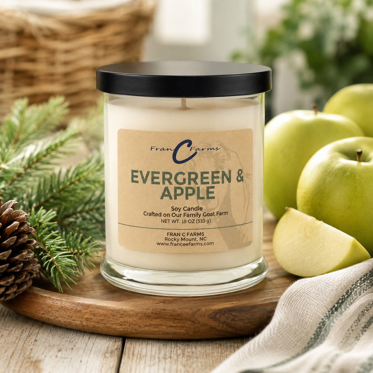 Evergreen & Apple Soy Candle – 12 oz Status Jar