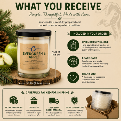 Evergreen & Apple Soy Candle – 12 oz Status Jar