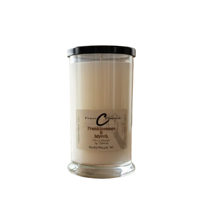 Frankinscense & Myrrh Soy Candle - 22 oz. Status Jar with rich, aromatic fragrance.