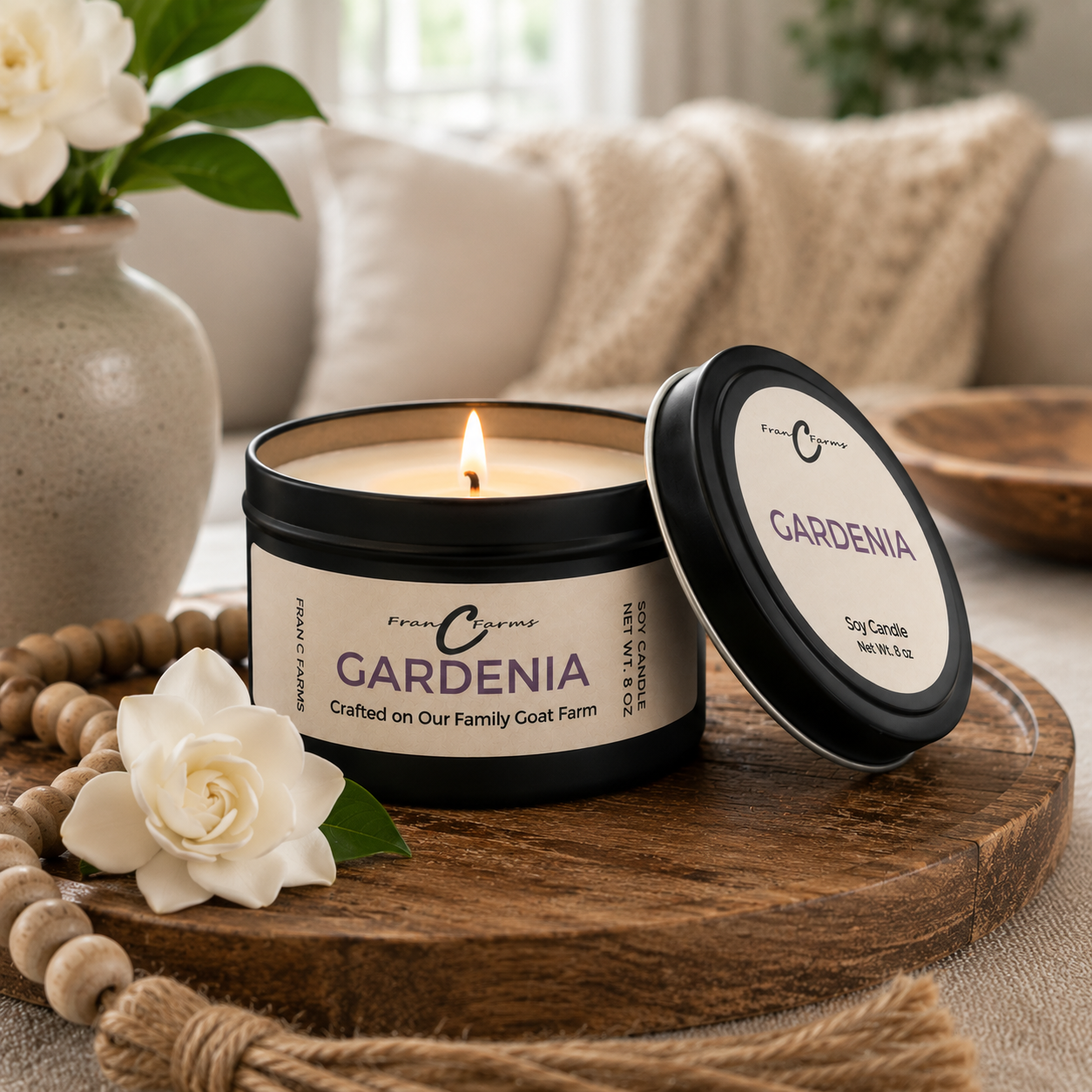 Gardenia Soy Candle Tin - 8 oz
