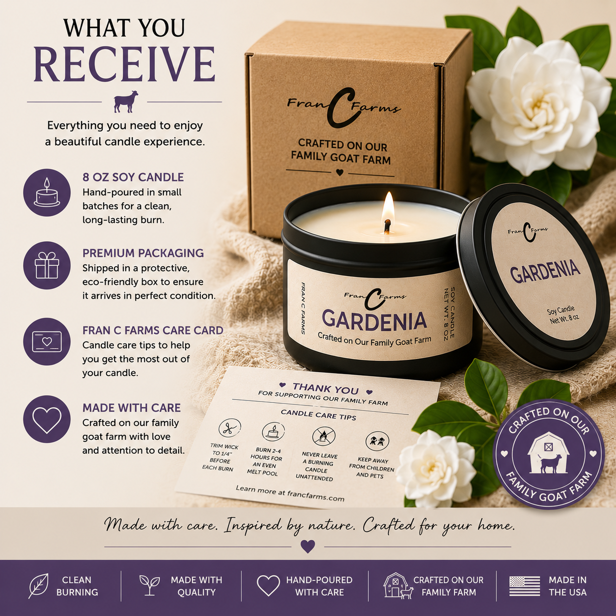 Gardenia Soy Candle Tin - 8 oz