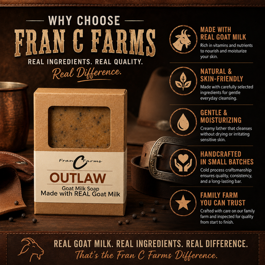 Outlaw Goat Milk Soap - Made with REAL Goat Milk product image 2 from FRAN C FARMS