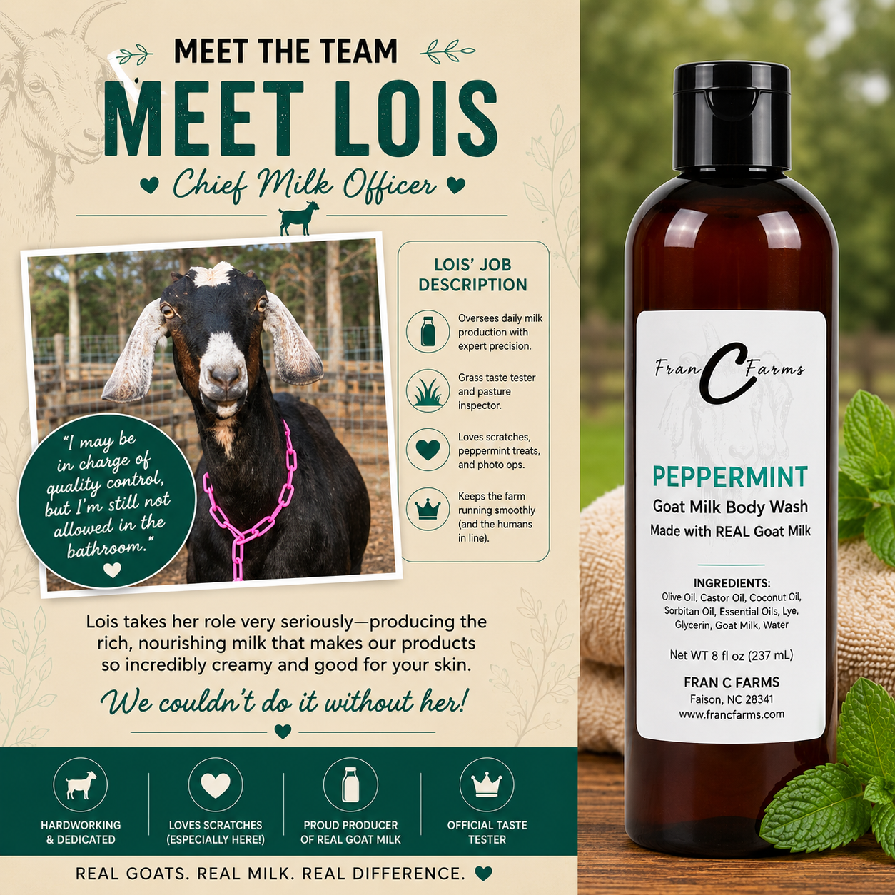 Peppermint Goat Milk Body Wash – Made with REAL Goat Milk