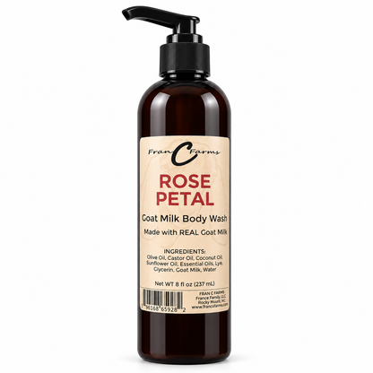 Rose Petal Goat Milk Body Wash made with real goat milk by FRAN C FARMS