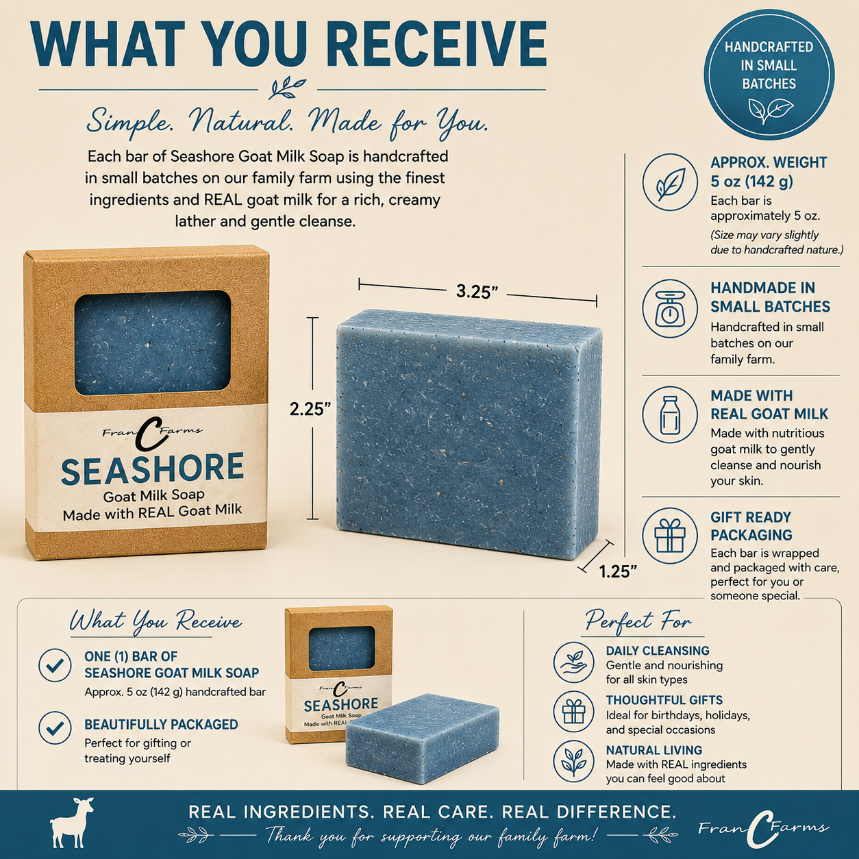 Seashore Goat Milk Soap - Made with REAL Goat Milk