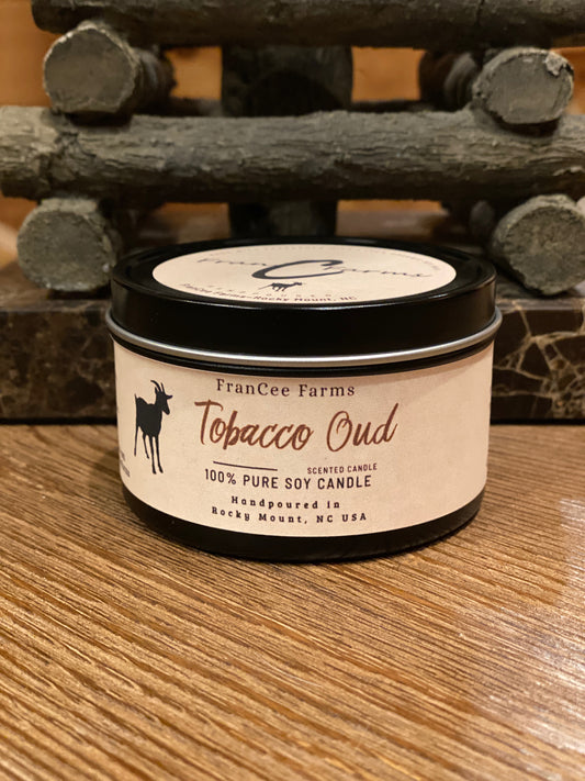 Tobacco Oud Soy Candle - 8 oz. Tin product image 2 from FRAN C FARMS