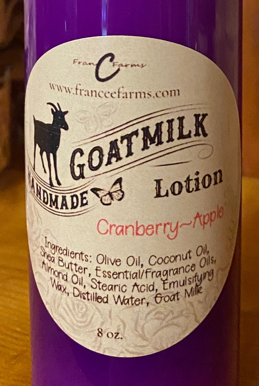 Cranberry Apple Goat Milk Lotion 8 oz. Tall